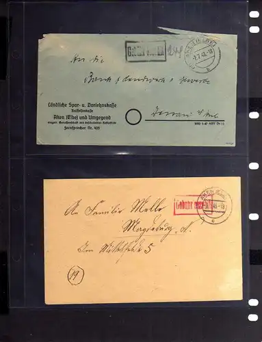 B202 SBZ Gebühr bezahlt rot + schwarz 1946 1948 2x Brief Währungsreform
