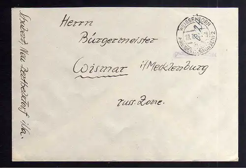 B1977 Brief SBZ Gebühr bezahlt 1948 Währungsreform Weissenborn über Freiberg nac