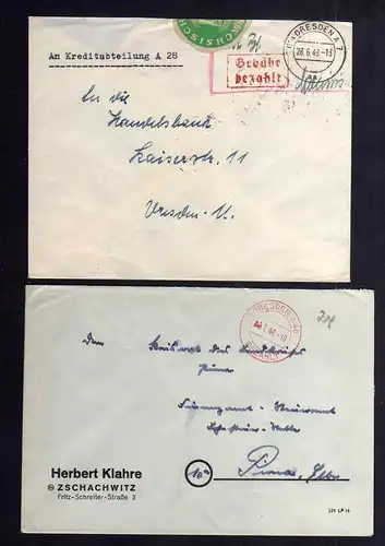 B1990 5x Brief SBZ Gebühr bezahlt 1948 Währungsreform Dresden A 7 Handelsbank A4