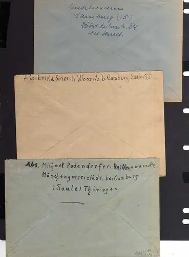 B2003 3x Brief SBZ Gebühr bezahlt 1946 Camburg Wonnitz Münchengosserstädt Bayr.