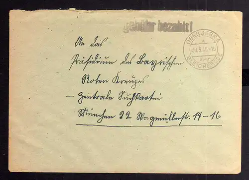 B2004 Brief SBZ Gebühr bezahlt 1946 Annaberg Erzgebirge Bayr. Rotes Kreuz Münche