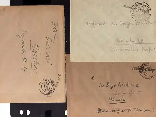 B2044 3x Brief SBZ Gebühr bezahlt 1946 Bad Neustadt Saale  Bayr. Rotes Kreuz Suc