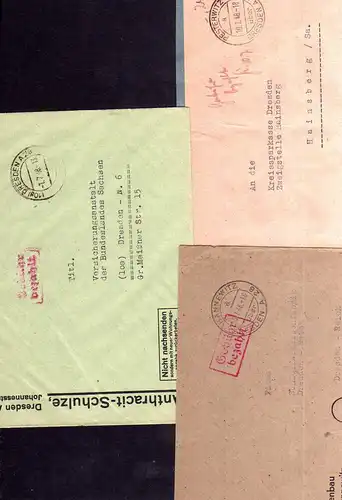 B1987 3x Brief SBZ Gebühr bezahlt 1948 Währungsreform Dresden A28 bannewitz Pest