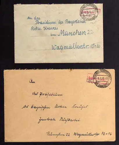 B2112 2x Brief SBZ Gebühr bezahlt 1946 Neuhaus-Schierschnitz Kr. Sonneberg Bayr.