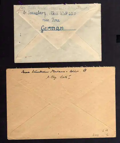 B2112 2x Brief SBZ Gebühr bezahlt 1946 Neuhaus-Schierschnitz Kr. Sonneberg Bayr.