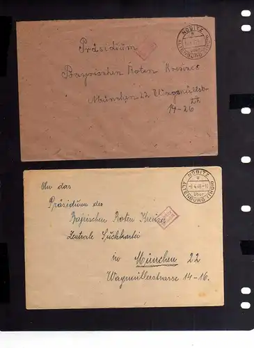 B2119 2x Brief SBZ Gebühr bezahlt 1946 Nobitz über Altenburg Thür. Bayr. Rotes K