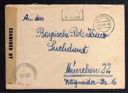 B2045 Brief SBZ Gebühr bezahlt 1946 Bitterfeld Gesundheitsamt Zensur Bayr. Rotes
