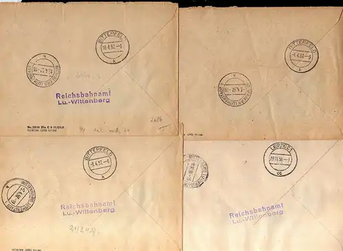 B2286 4x DDR ZKD 7 Brief Dt. Reichsbahn Reichsbahnamt Lutherstadt Wittenberg