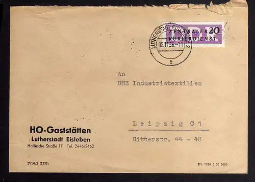 B2267 DDR ZKD 7 Brief HO Gaststätten Lutherstadt Eisleben Hallesche Str. 17