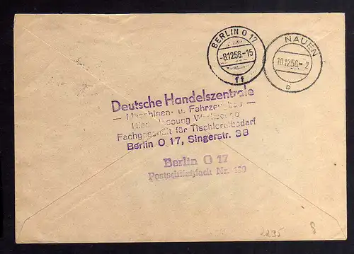 B2235 DDR ZKD 7 Brief Berlin O17 Deutsche Handelszentrale Maschinen- und Fahr