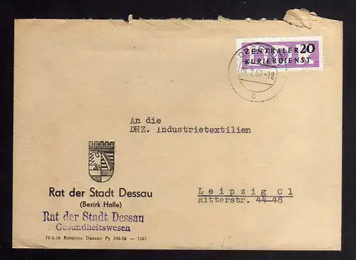 B2262 DDR ZKD 7 Brief Rat der Stadt Dessau Gesunheitswesen nach Leipzig