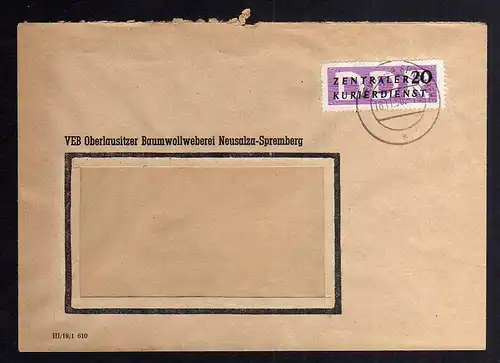 B2379 Brief DDR ZKD 7 1956 VEB Oberlausitzer Baumwollweberei Neusalza-Spremberg