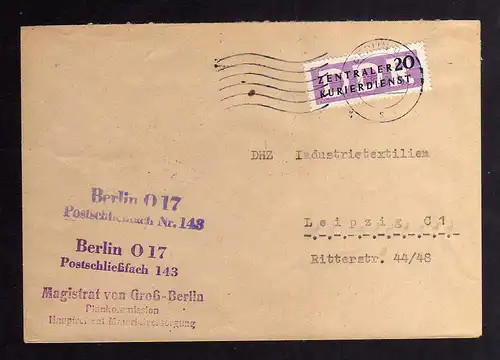 B2419 Brief DDR ZKD 7 1957 Magistrat von Groß-Berlin nach Leipzig DHZ