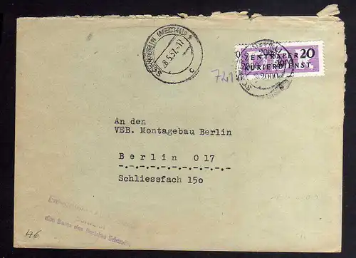 B2443 Brief DDR ZKD 11 2000 1957 Entwurfsbüro für Hochbau Schwerin nach Berlin