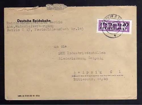 B2424 Brief DDR ZKD 7 1956 Deutsche Reichsbahn Reichbahndirektion Berlin