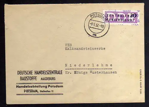 B2452 Brief DDR ZKD 11 4000 1957 Deutsche Handelszentrale Baustoffe Magdeburg