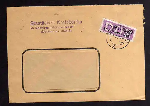 B2442 Brief DDR ZKD 11 2000 1957 Staatliches Kreiskontor Schwerin n. Marienberg