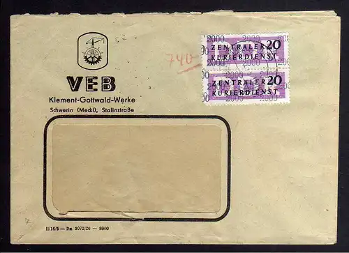 B2439 Brief DDR ZKD 2x 11 2000 1957 VEB Klement-Gottwald-Werke Schwerin Berlin