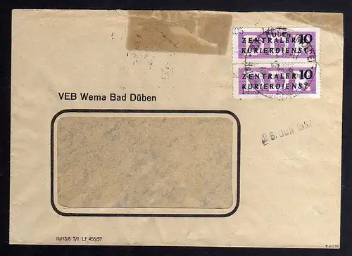 B1548 DDR ZKD 2x 10 Kontrollzahl 1405 Brief Eilenburg Bad Düben geprüft BPP VEB