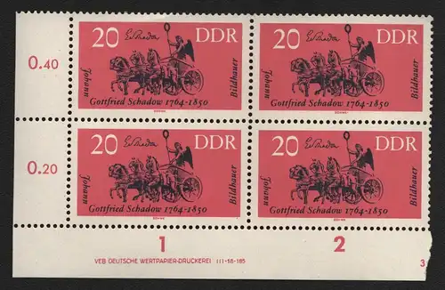 2640 DDR DV 1009 Berühmte Künstler Gottfried Schadow  postfrisch ** ungefalten