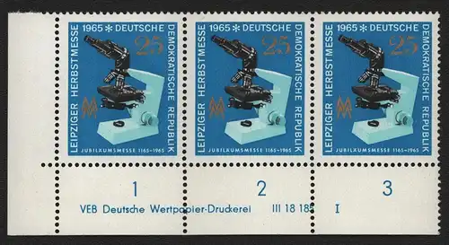 2671 DDR DV 1132 Leipziger Herbstmesse 1965  postfrisch ** ungefalten Zähnungs