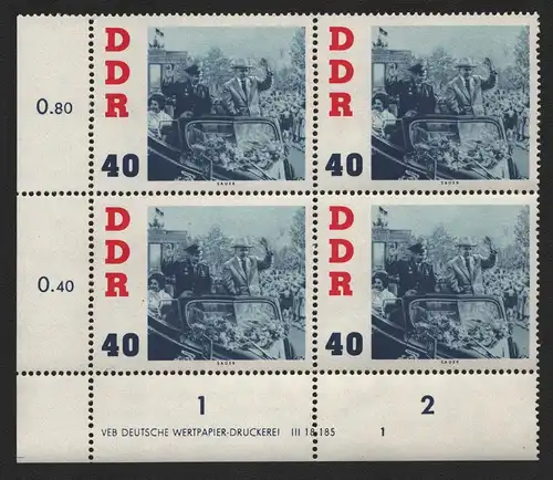 2567 DDR DV 868 Besuch des sowjetischen Kosmonauten German Titow postfrisch **