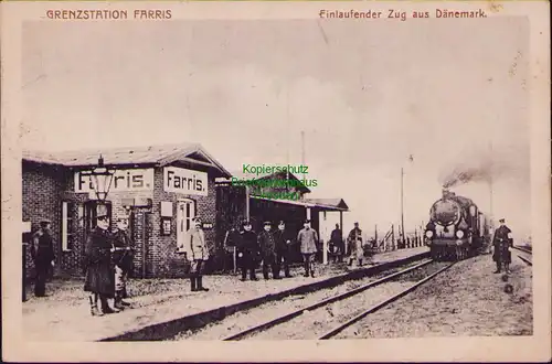 156504 AK Grenzstation Grenzbahnhof Farris Zug aus Dänemark  Jütland 1916