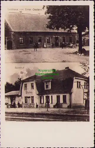 156475 AK Stolno Stollno Fotokarte Bahnhof Gleisseite Gasthaus Oesterle um 1930