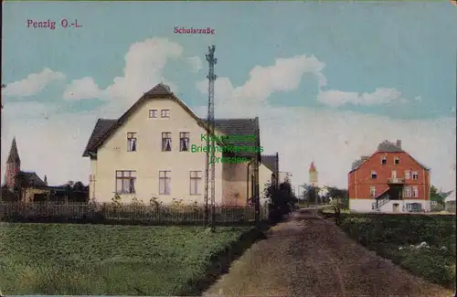 156584 AK Piensk Penzig O.-L. Schlesien 1918 Schulstraße