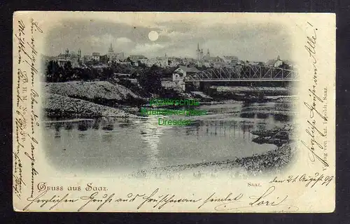 124079 AK Saaz Mondscheinkarte 1899 Brücke Horatitz