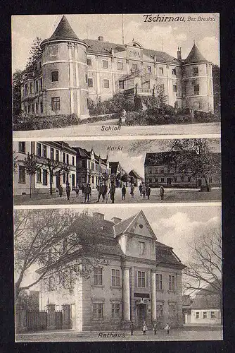 108613 AK Tschirnau Bez. Breslau Schloss Markt Rathaus 1925