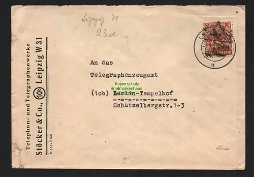 h4659 SBZ Bezirkshandstempel Bezirk 27 Brief Leipzig 31 nach Berlin Tempelhof g.