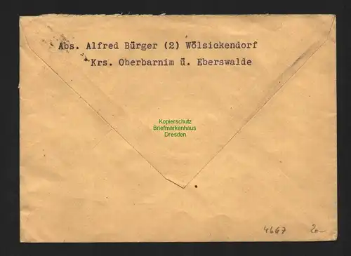 h4667 SBZ Bezirkshandstempel Bezirk 36 Eberswalde Brief 30.6. an Landesregierung