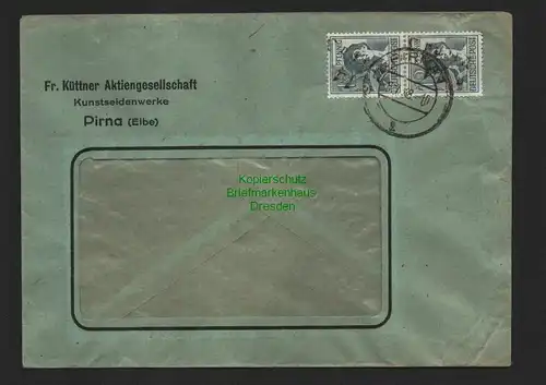 h4304 SBZ Bezirkshandstempel Bezirk 14 Brief Pirna 3 6.7.48 Küttner Kunstseiden
