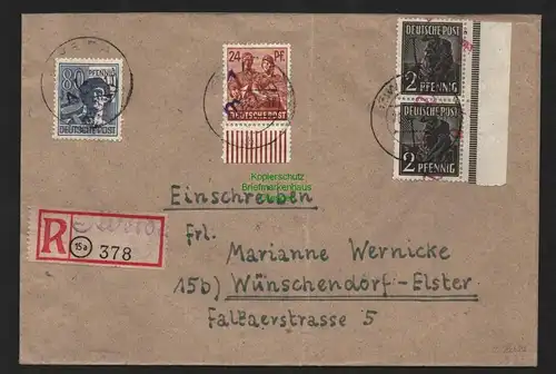 h4708 SBZ Bezirkshandstempel Bezirk 16 Weida R-Brief 2 Pfg. rot n. Wünschendorf