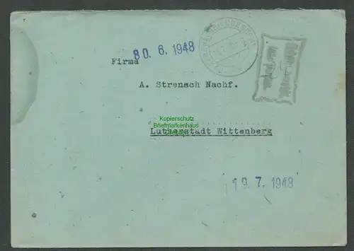 B6095 Brief SBZ Gebühr bezahlt Taxe percue 1948 Rabenau Kr. Dresden n Wittenberg
