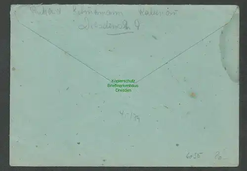 B6095 Brief SBZ Gebühr bezahlt Taxe percue 1948 Rabenau Kr. Dresden n Wittenberg