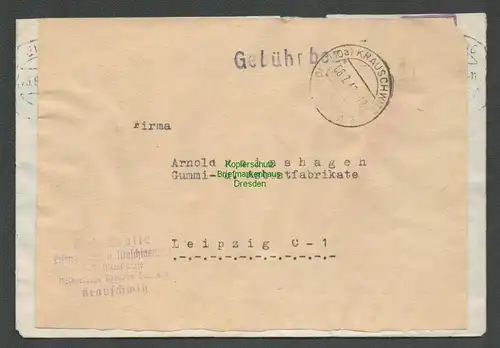 B6184 Brief SBZ Gebühr bezahlt 1948 Krauschwitz Oberlausitz Notumschlag