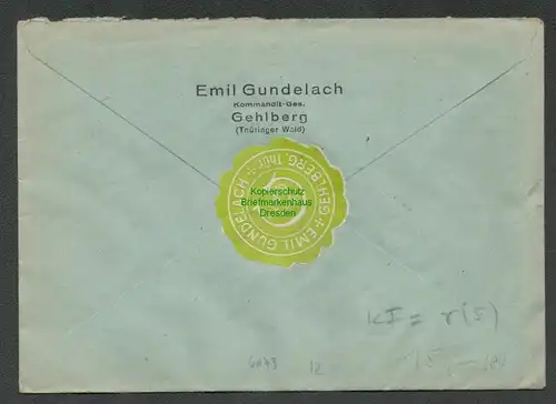 B6079 Brief SBZ Gebühr bezahlt 1945 Gehlberg Suhl Thüringerwald Kommandit-Ges.