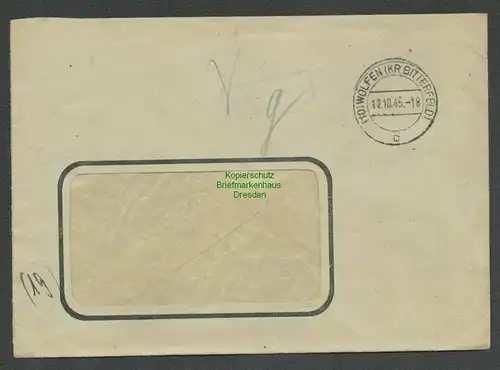 B6156 Brief SBZ Gebühr bezahlt 1945 Wolfen Kr. Bitterfeld Weber Merseburg