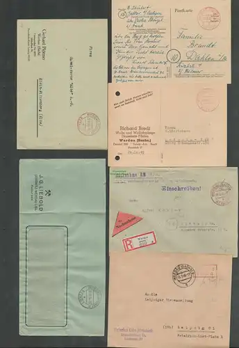 B6150 6x Brief SBZ Gebühr bezahlt 1945 Werdau Nachnahme Währungsreform 1948