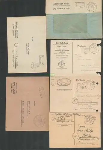 B6224 6x Brief Karte SBZ Gebühr bezahlt 1945 Ruhla Metallspielwaren Matschenz