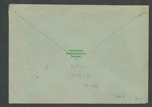 B6157 Brief SBZ Gebühr bezahlt 1948 Wörlitz Anhalt Lebensmittel Scheffler Rehsen