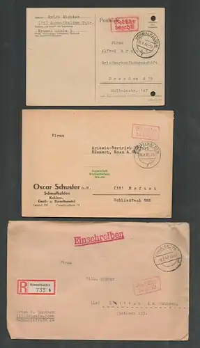B6228 3x Brief Karte Schmalkalden  SBZ Gebühr bezahlt 1945 Kohlenhandel Schuster