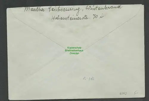 B6243 Brief SBZ Gebühr bezahlt 1945 Wüstenbrand Kr Chemnitz an Finanzamt Zwickau