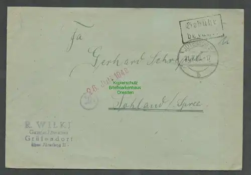 B6296 Brief SBZ Gebühr bezahlt 1948 Jüterbog Gemischtwaren Gräfendorf Sohland