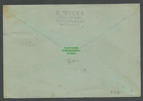 B6296 Brief SBZ Gebühr bezahlt 1948 Jüterbog Gemischtwaren Gräfendorf Sohland