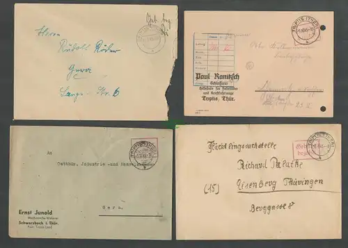 B6170 4x Brief SBZ Gebühr bezahlt 1945 Triptis Thür. Schlosserei Ranitzsch Weber