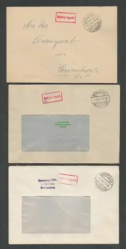 B6239 3x Brief SBZ Gebühr bezahlt 1945 Schalkau Kr. Sonneberg Der Landrat