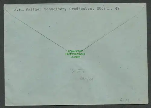 B6077 Brief SBZ Gebühr bezahlt 1945 Gaschwitz Großdeuben